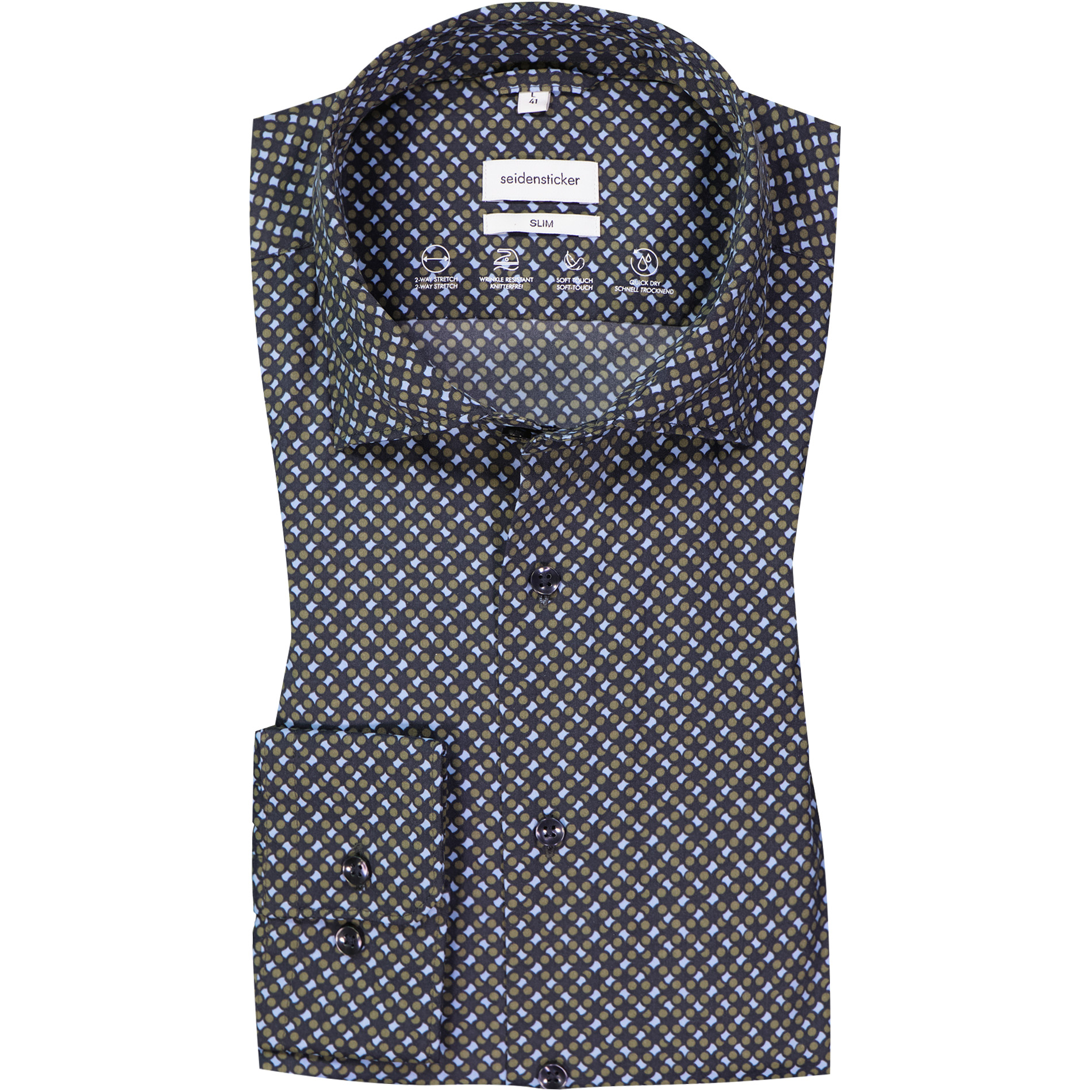 Seidensticker Herren Hemd grün gemustert Slim Fit