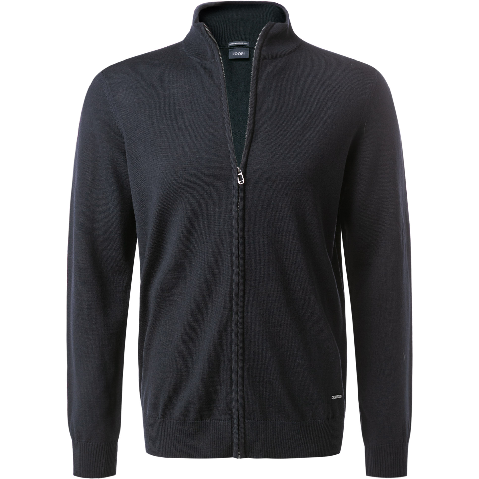 JOOP! Herren Cardigan blau Merinowolle unifarben