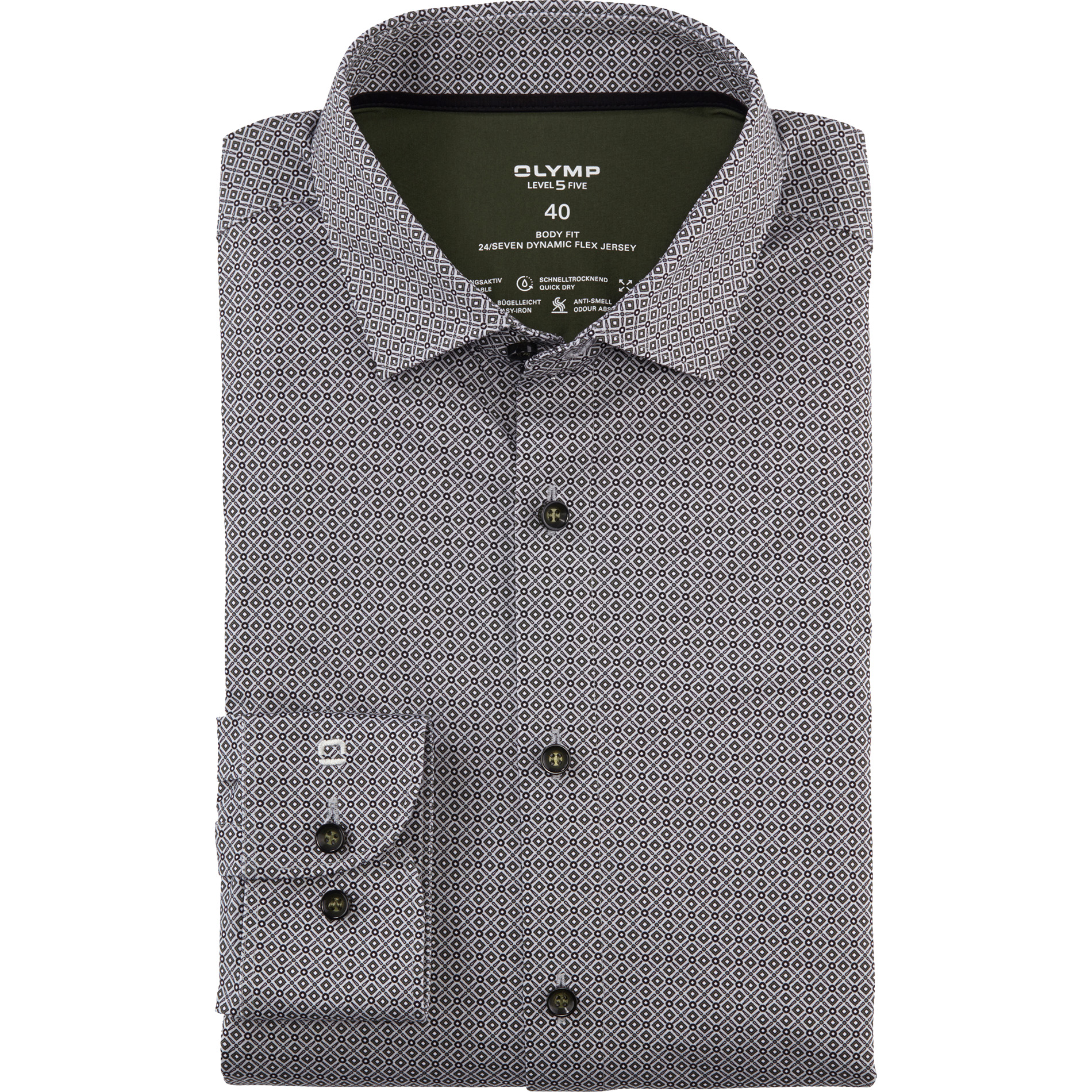 OLYMP Herren Hemd grün Jersey gemustert