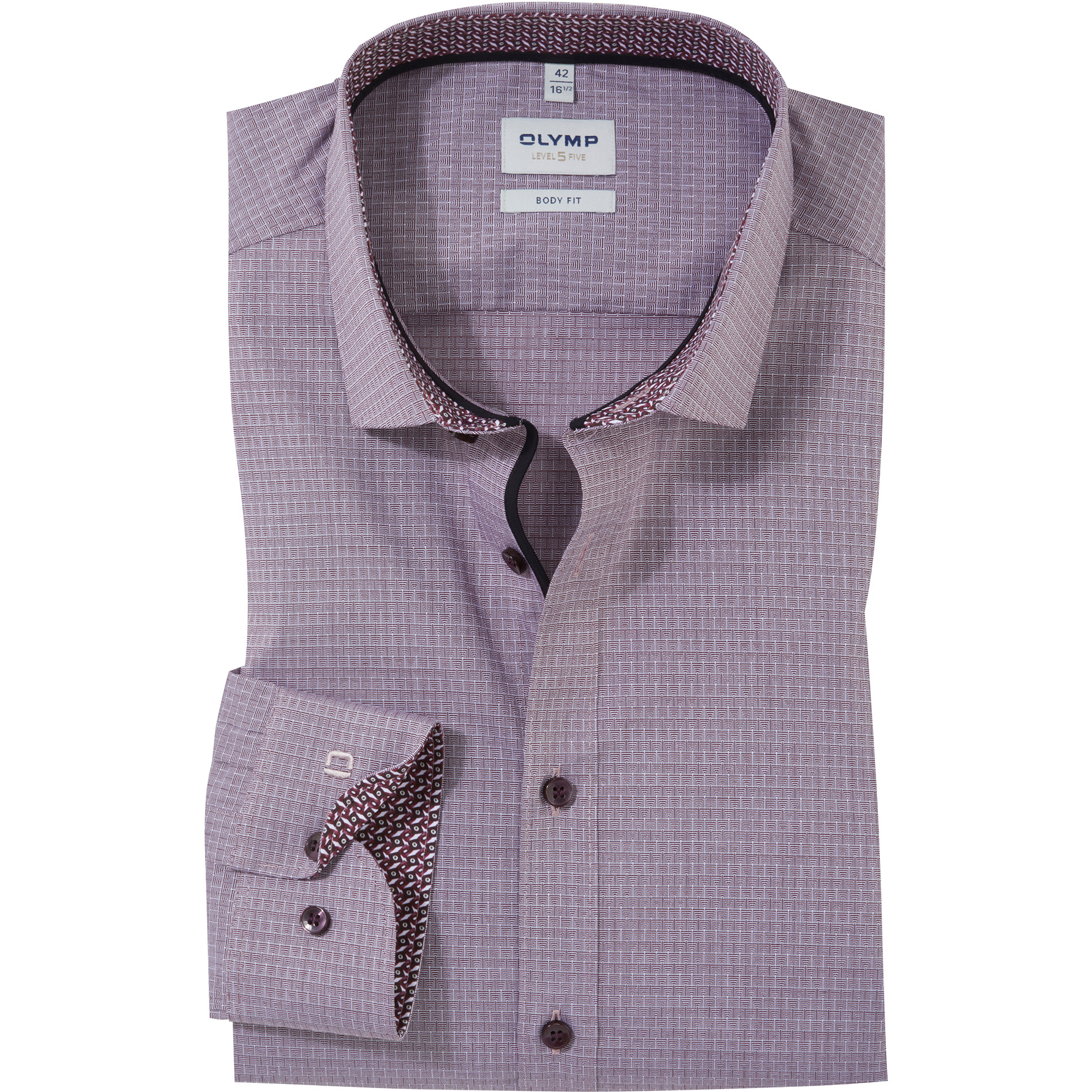 OLYMP Herren Hemd rot Baumwoll-Stretch
