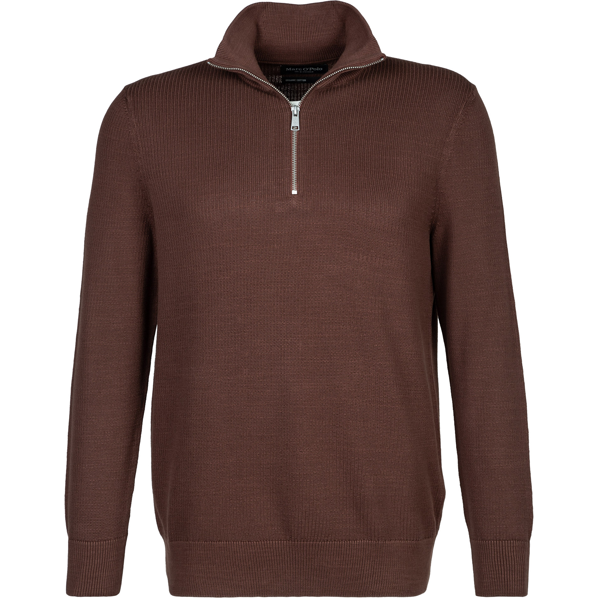 Marc O'Polo Herren Pullover braun Baumwolle unifarben