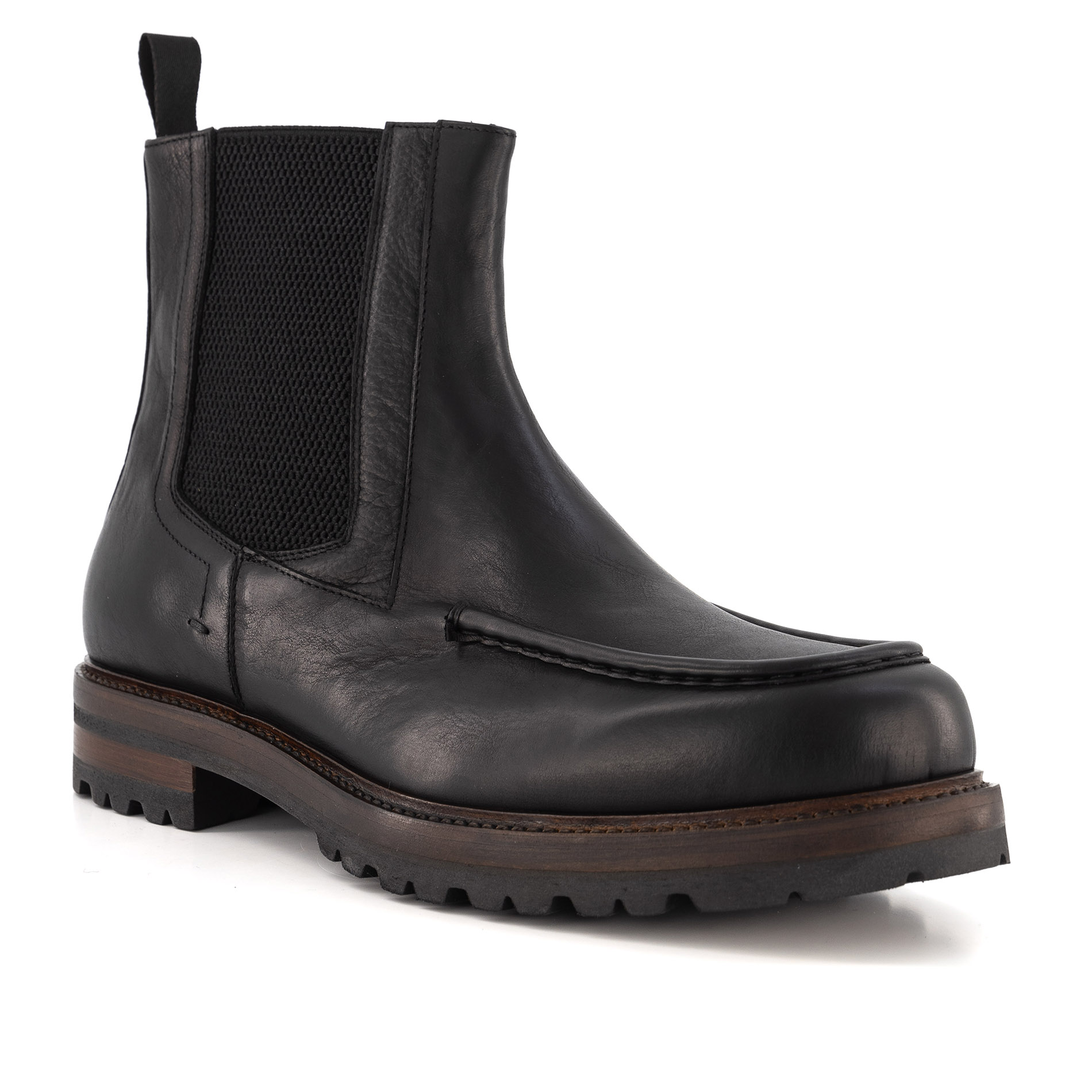 rosso e nero Herren Chelsea Boots schwarz Glattleder