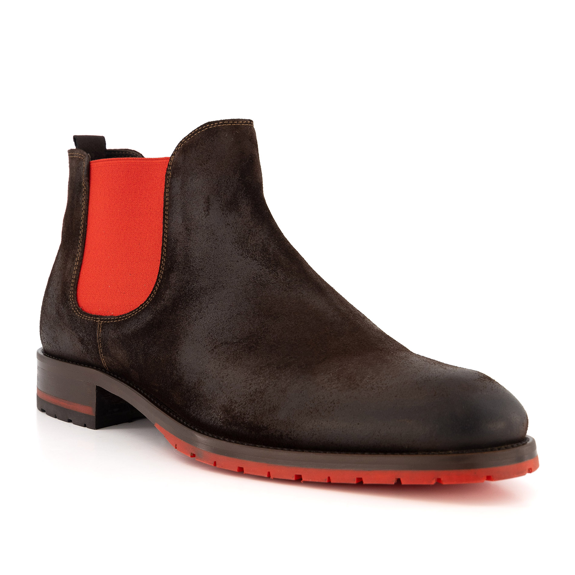 rosso e nero Herren Chelsea Boots braun Veloursleder