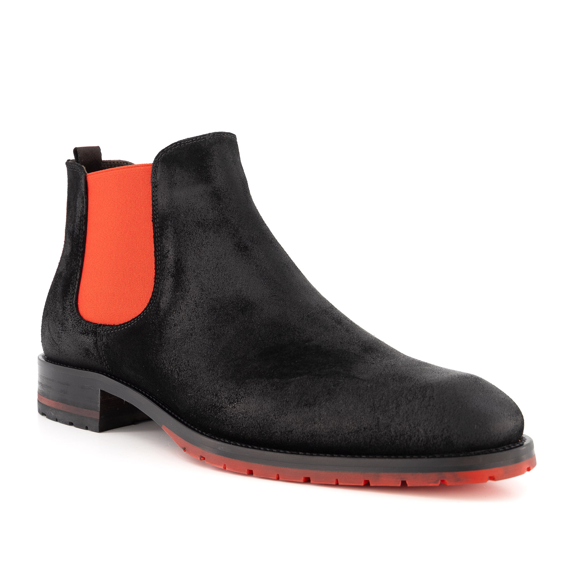 rosso e nero Herren Chelsea Boots schwarz Veloursleder