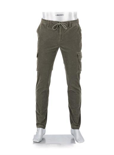 Cargohose John, Slim Fit, Cord, militärgrün