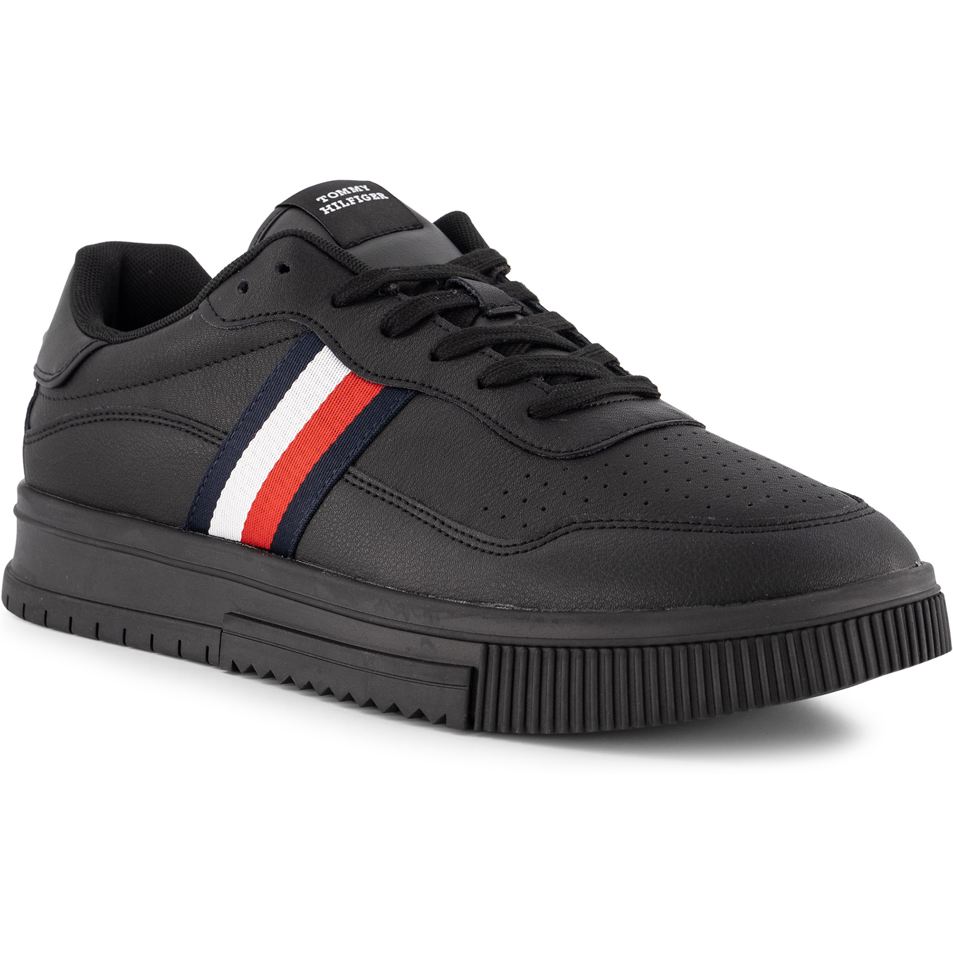 Tommy Hilfiger Herren Sneaker schwarz Leder geprägt