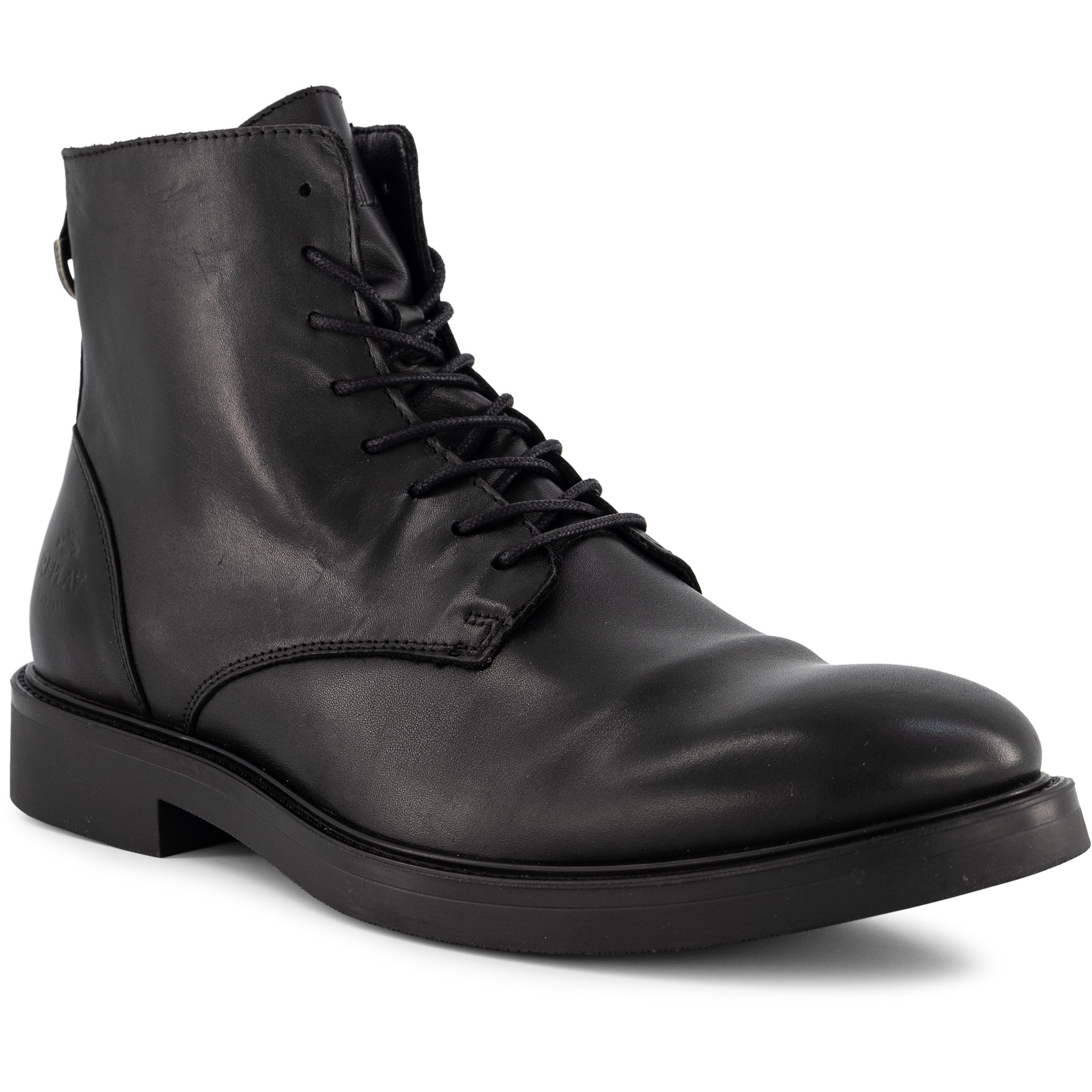 Replay Herren Stiefeletten schwarz Glattleder