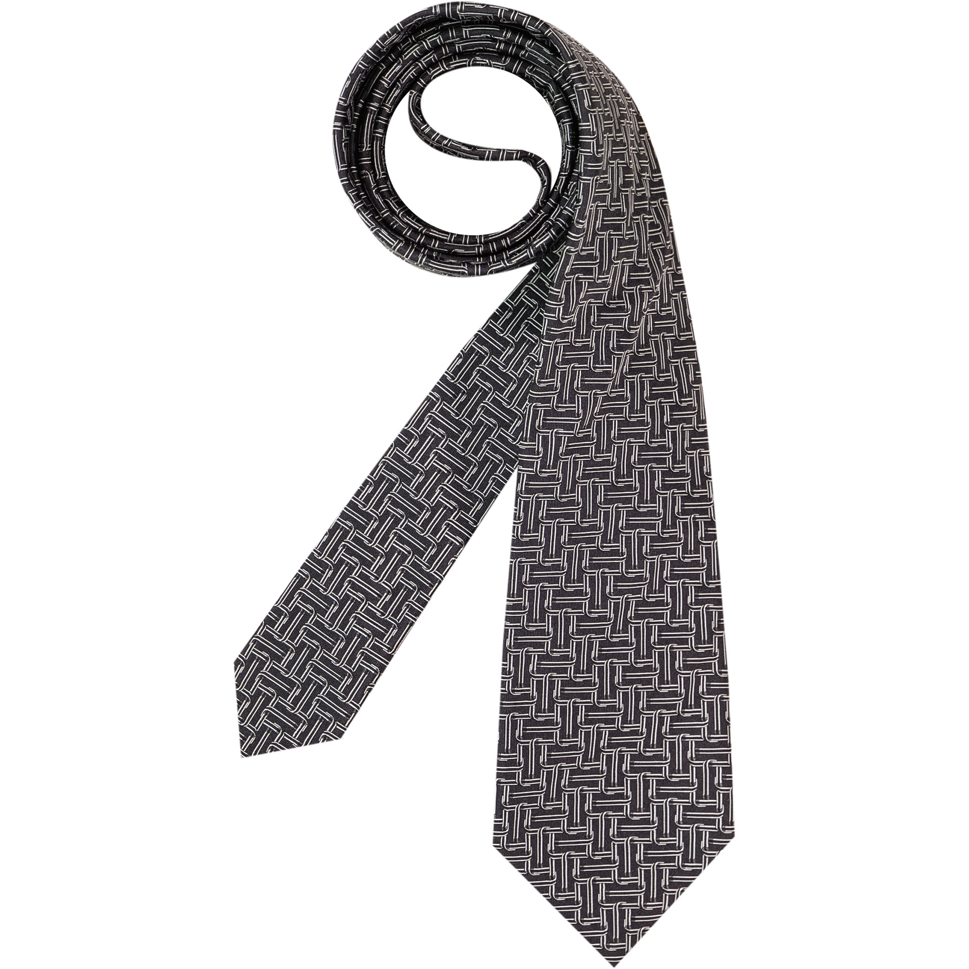 LANVIN Herren Krawatte schwarz Seide gemustert