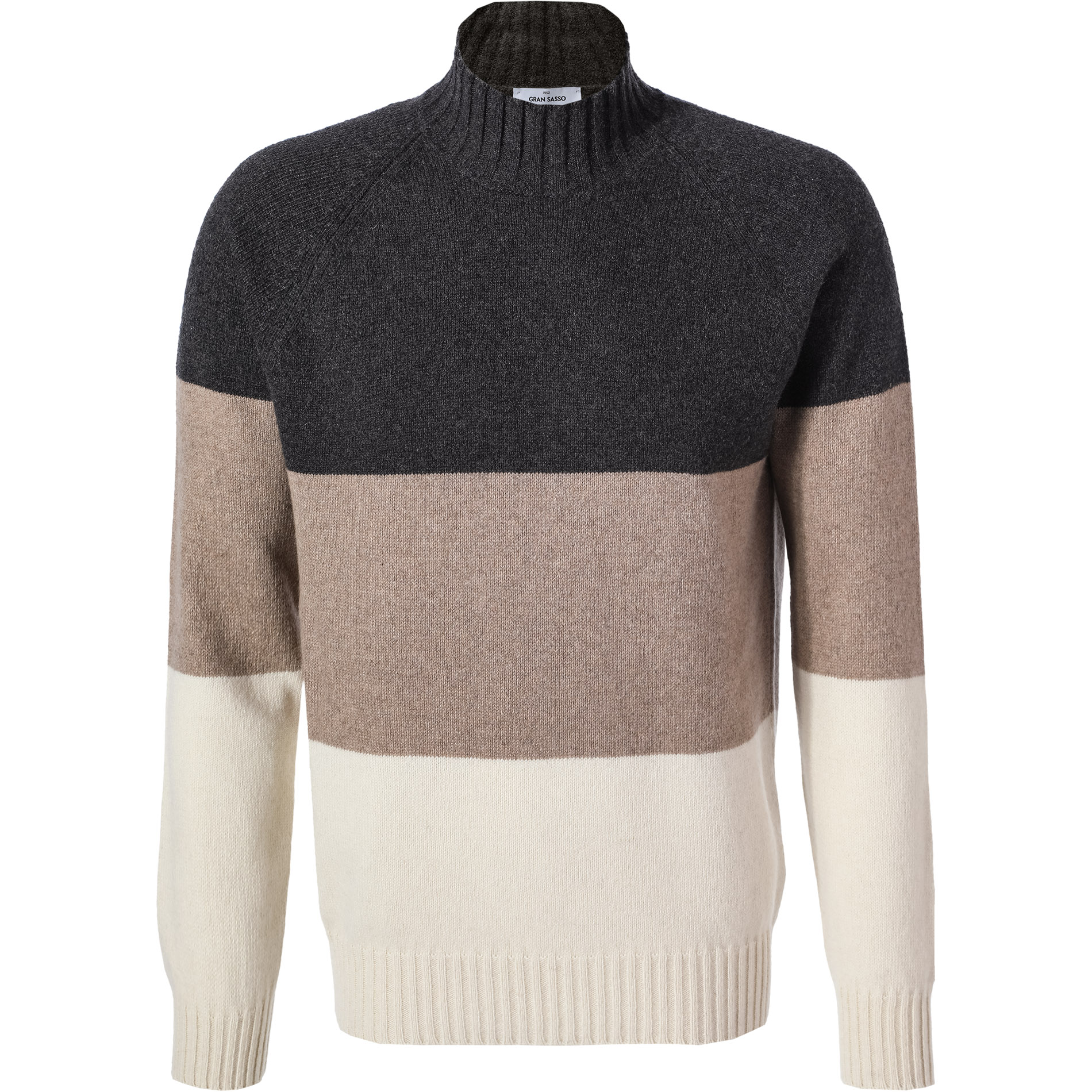 Gran Sasso Herren Stehkragenpullover beige gestreift