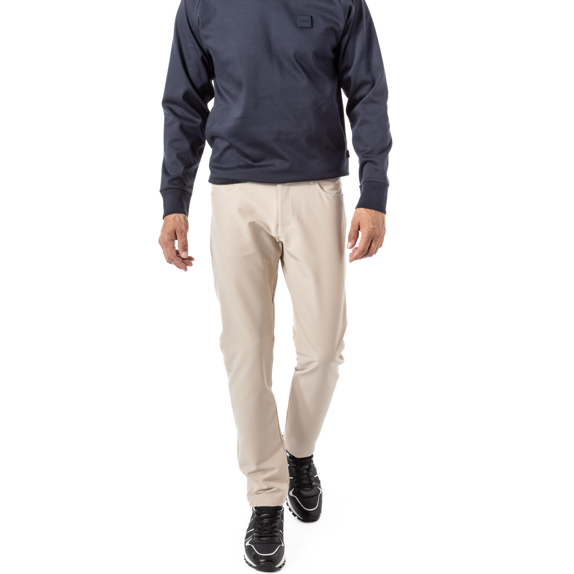 BOSS Green Herren Hose beige Mikrofaser Slim Fit