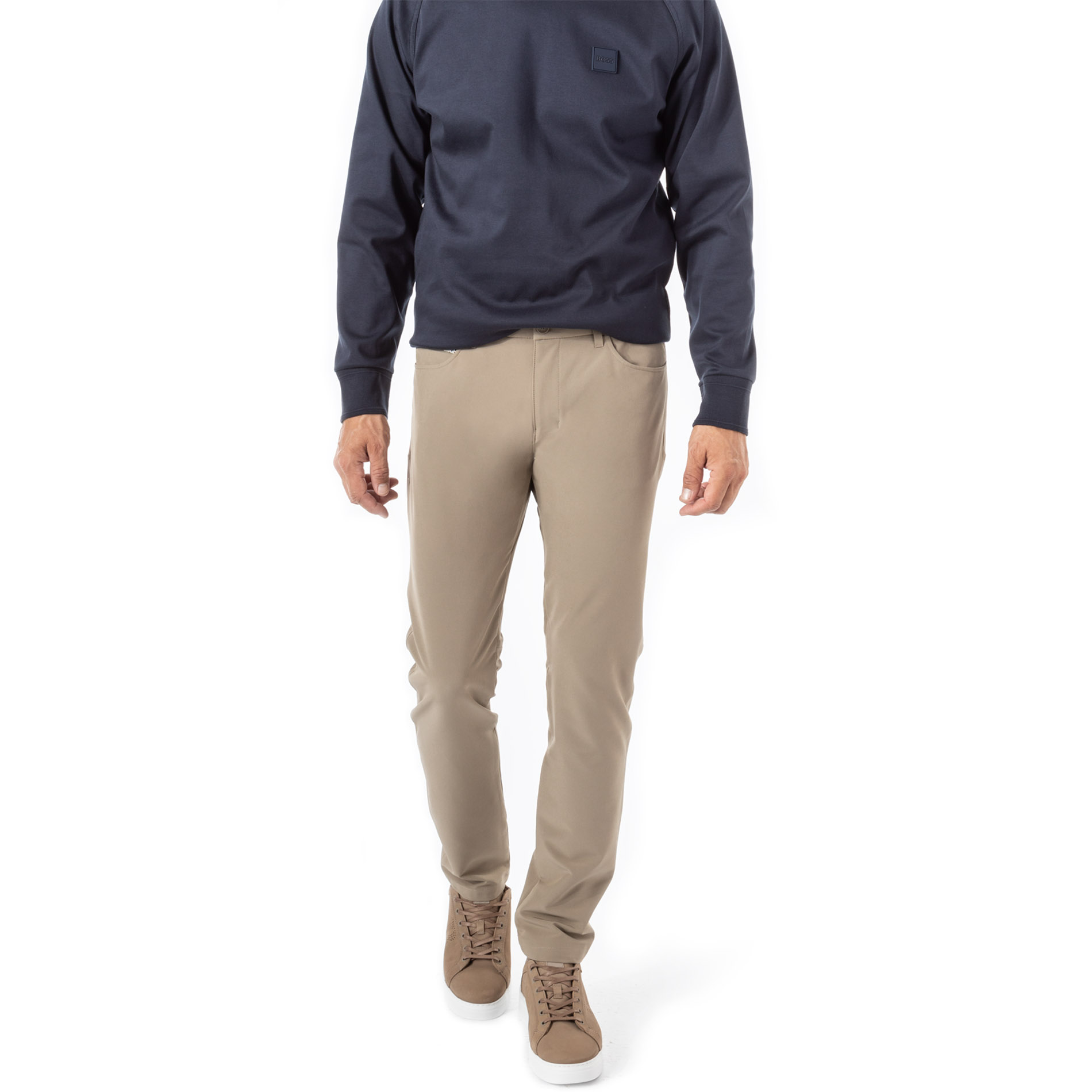 BOSS Green Herren Hose beige Mikrofaser Slim Fit