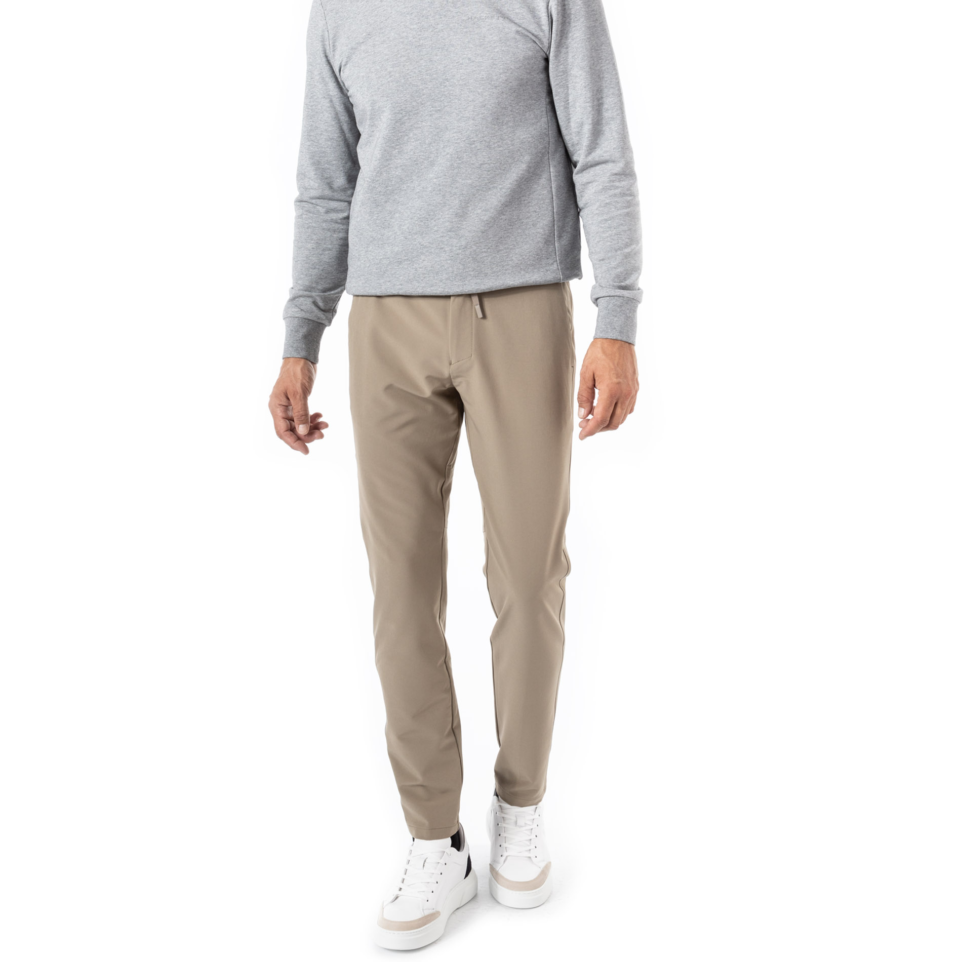 BOSS Green Herren Funktionshose beige Mikrofaser Slim Fit