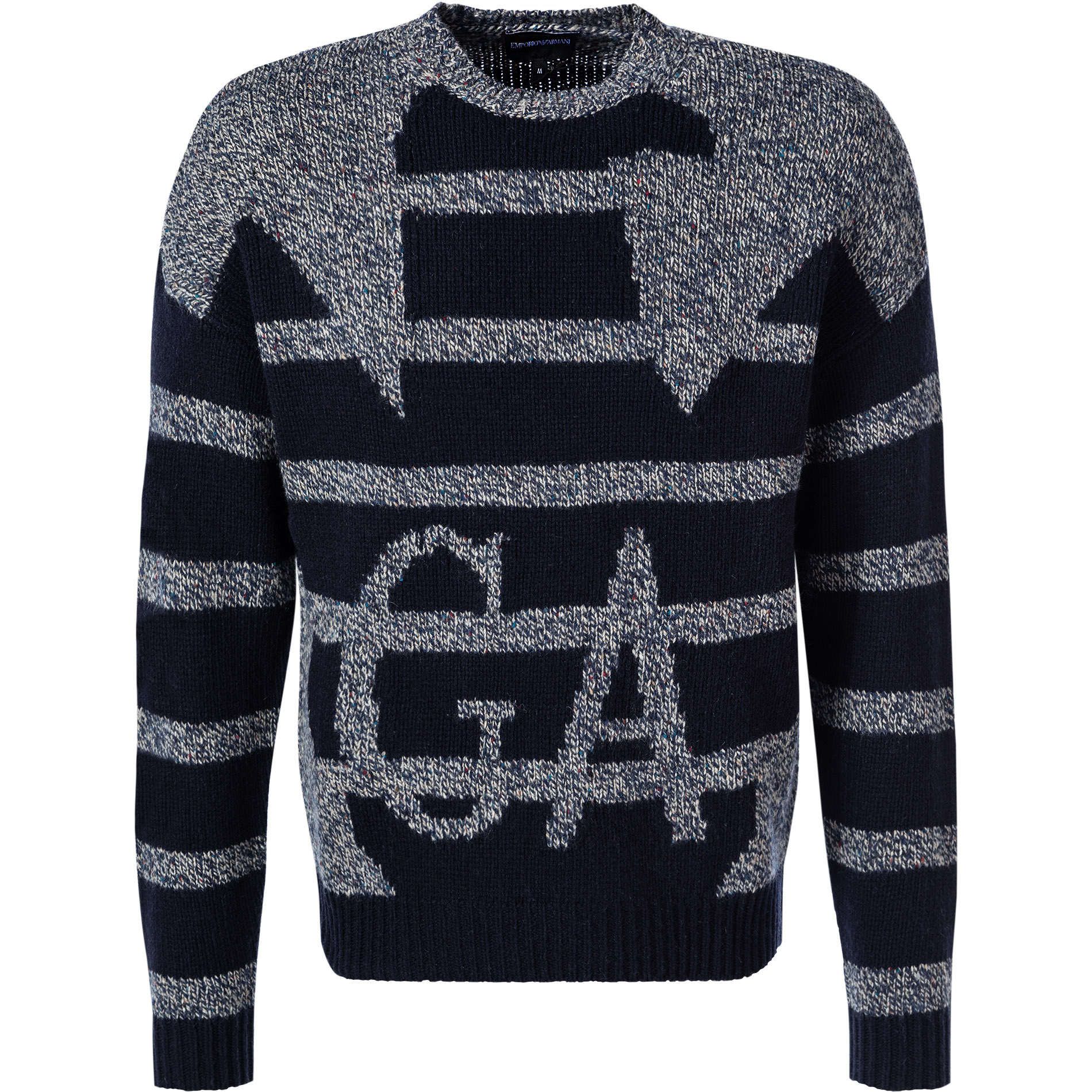 EMPORIO ARMANI Herren Pullover blau Schurwolle gemustert