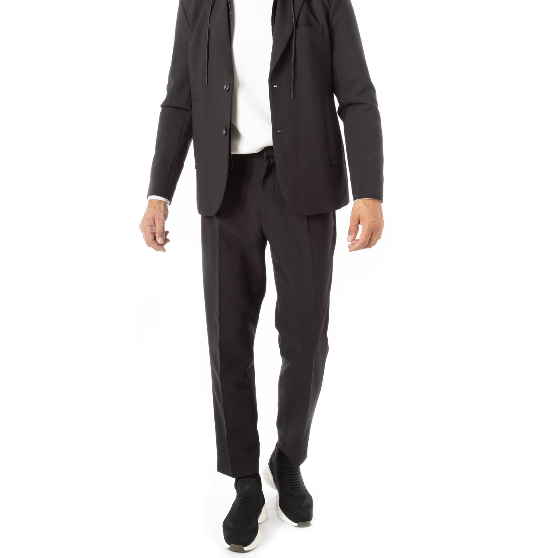 EMPORIO ARMANI Herren Bundfaltenhose schwarz Mikrofaser