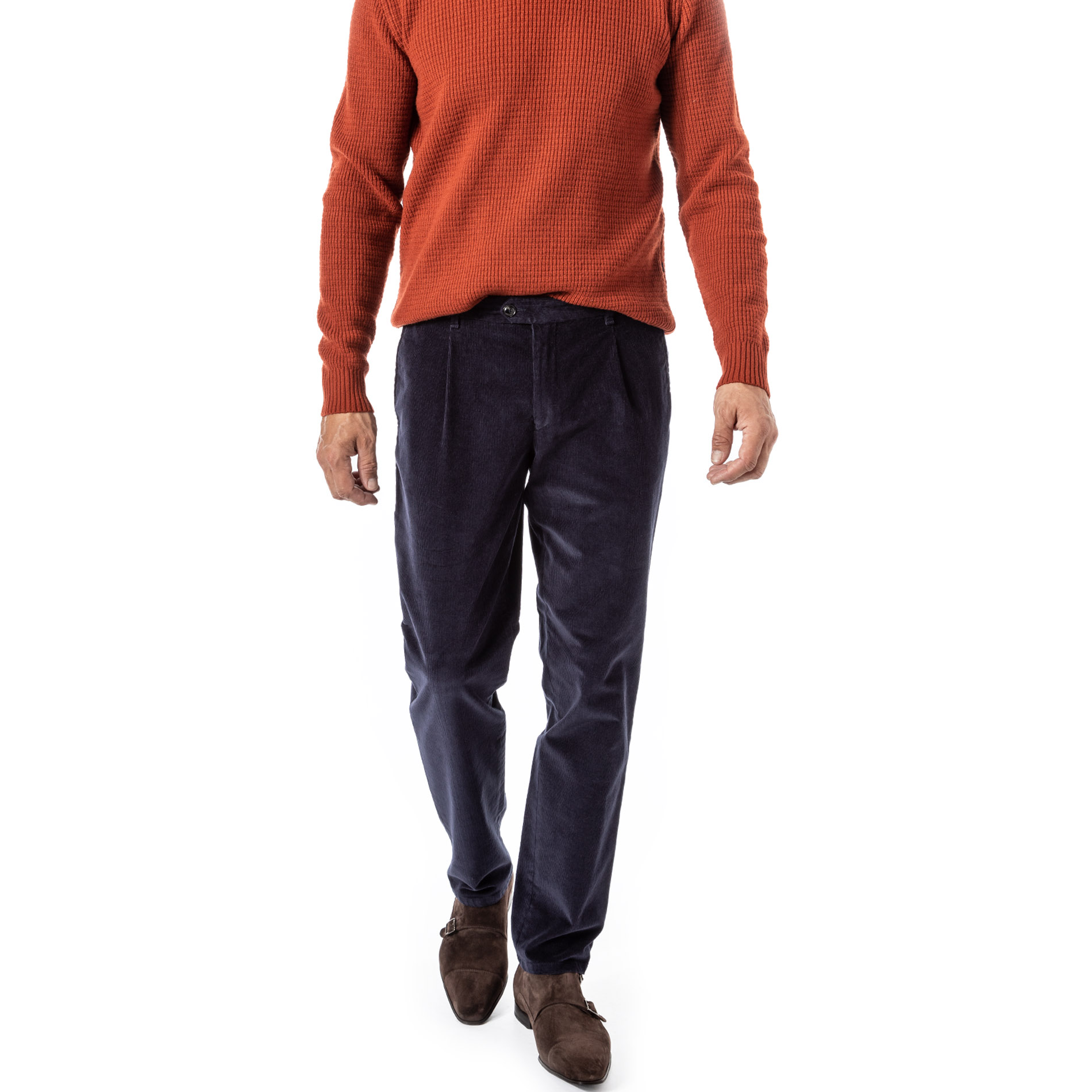 DRESSLER Herren Bundfaltenhose blau Cord