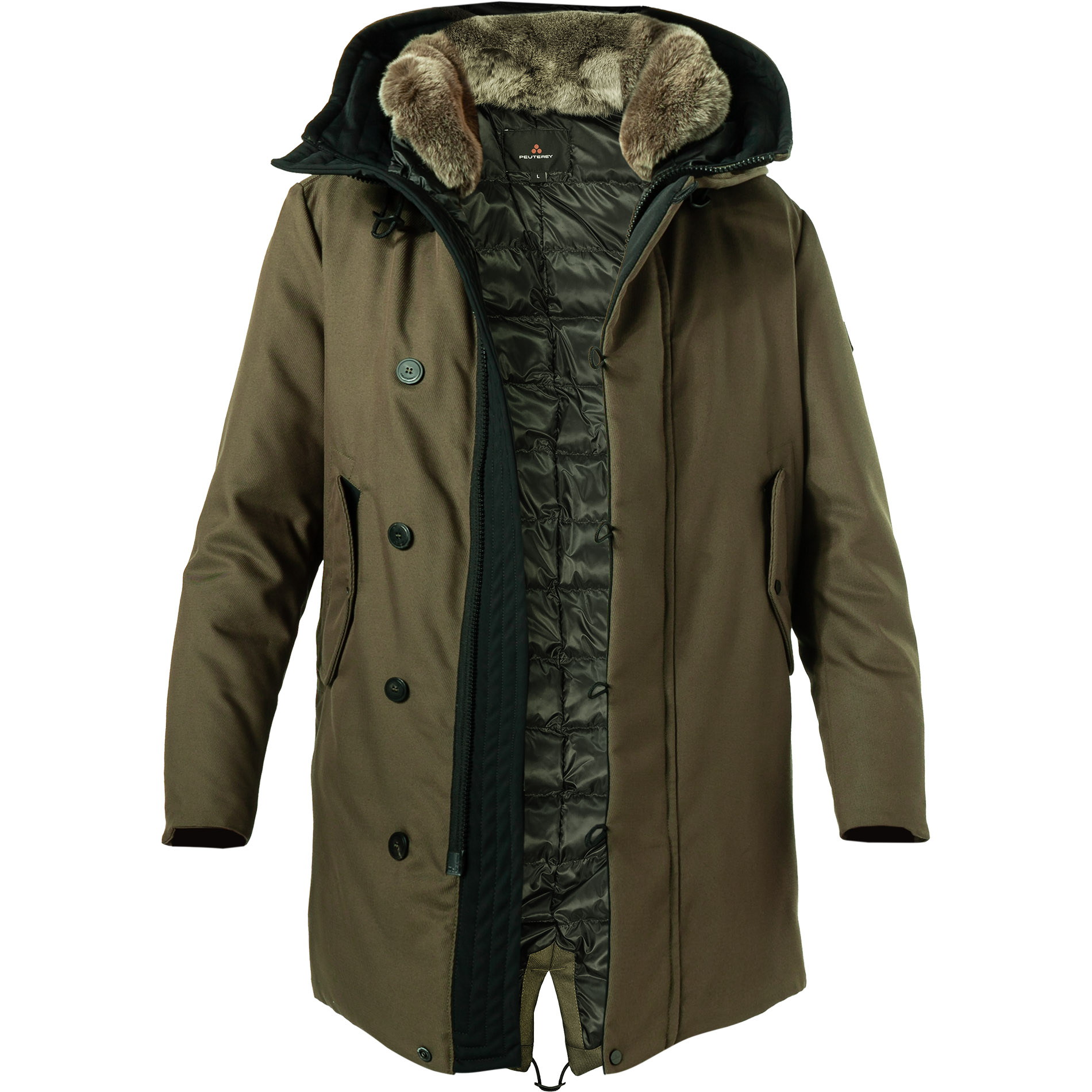 PEUTEREY Herren Daunenparka grün Baumwolle unifarben Schleife 6100/60250/370