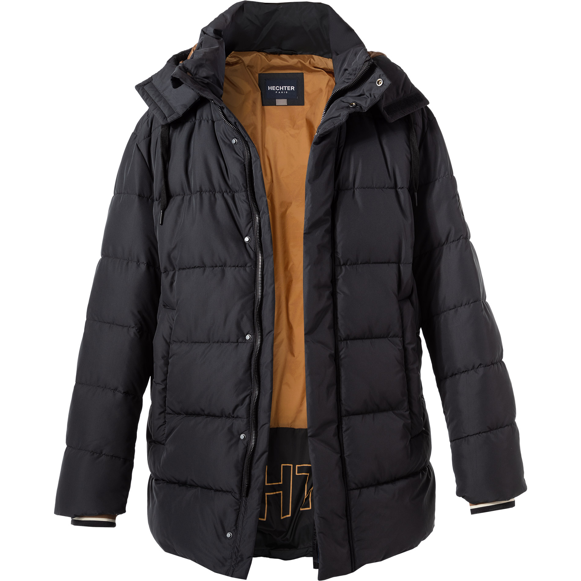 HECHTER PARIS Herren Steppjacke schwarz Mikrofaser unifarben