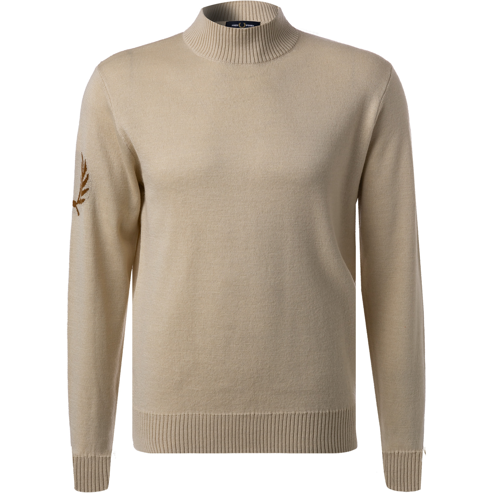 Fred Perry Herren Stehkragenpullover beige unifarben
