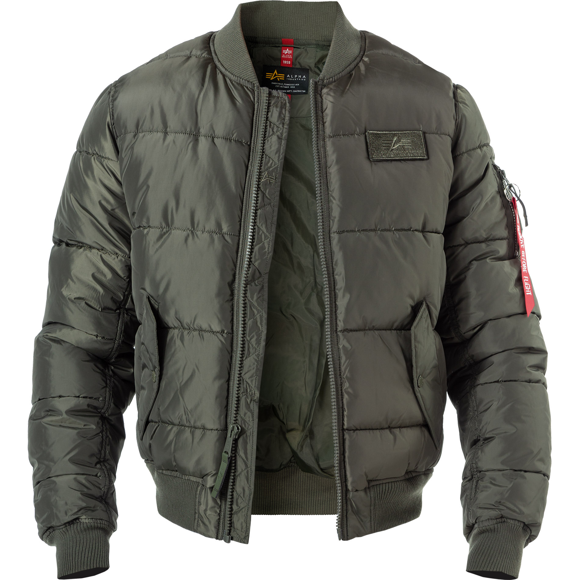 ALPHA INDUSTRIES Herren Steppjacke grün unifarben