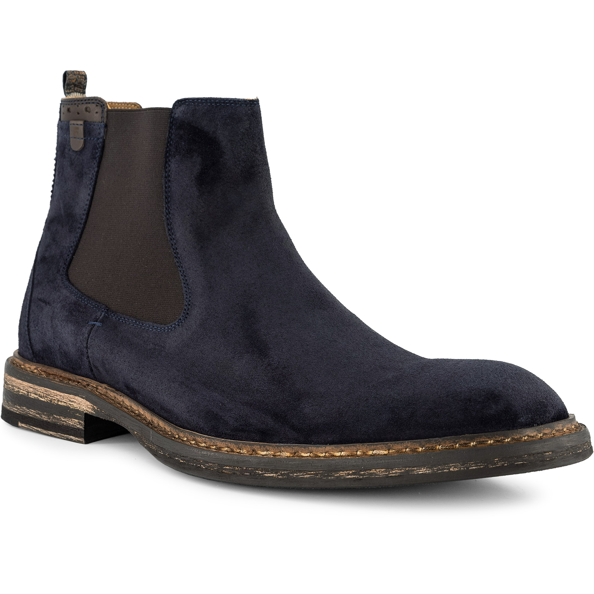 Floris van Bommel Herren Chelsea Boots blau Veloursleder