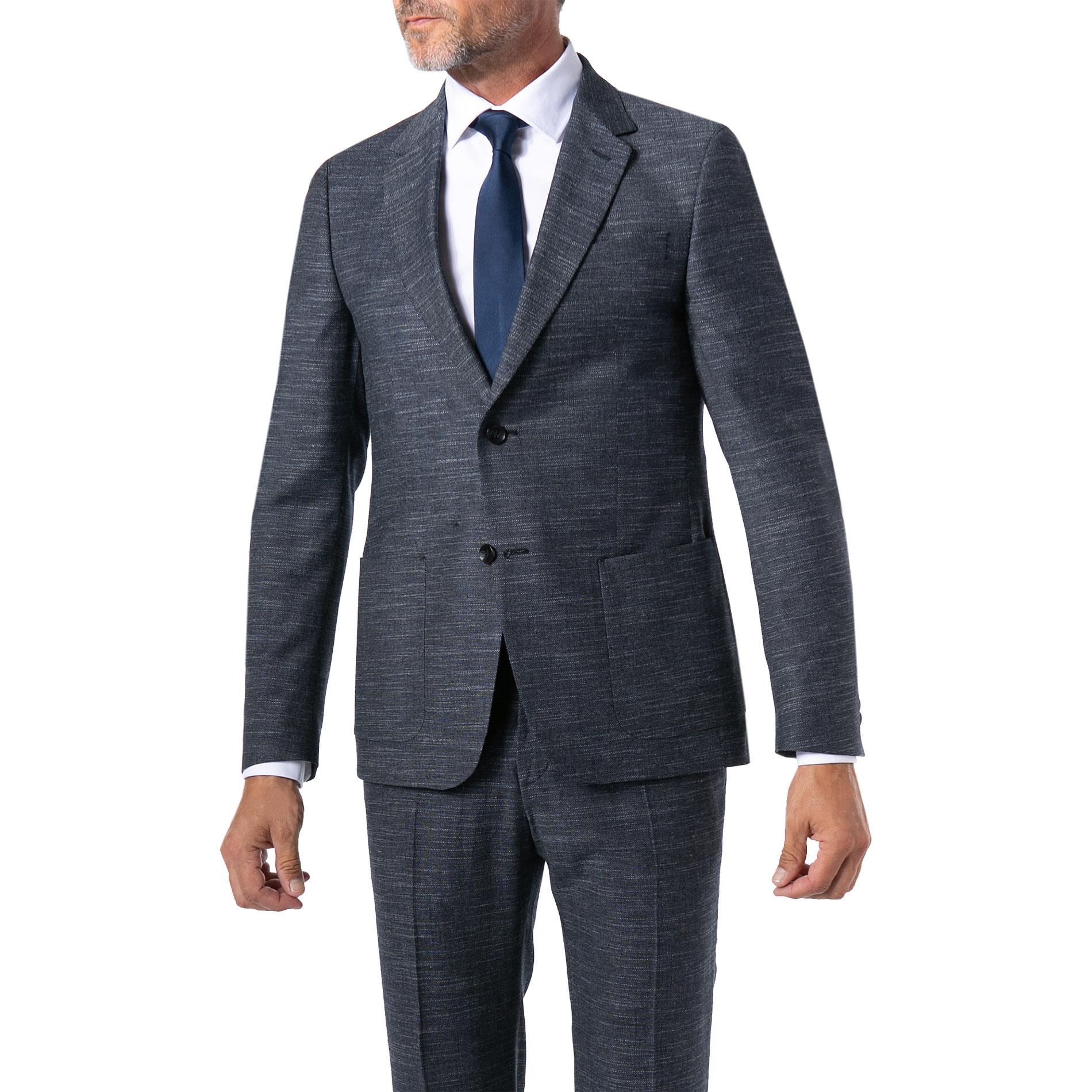 Strellson Herren Sakko blau Wolle meliert Slim Fit