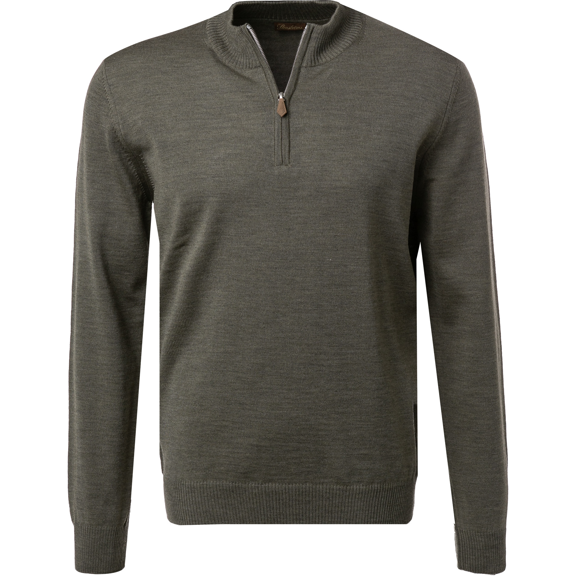 Stenströms Herren Pullover grün Merinowolle meliert