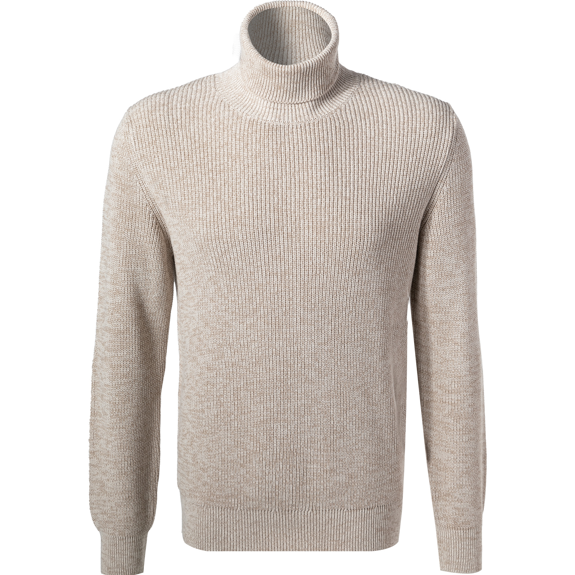 Marc O'Polo Herren Rollkragenpullover beige Baumwolle meliert