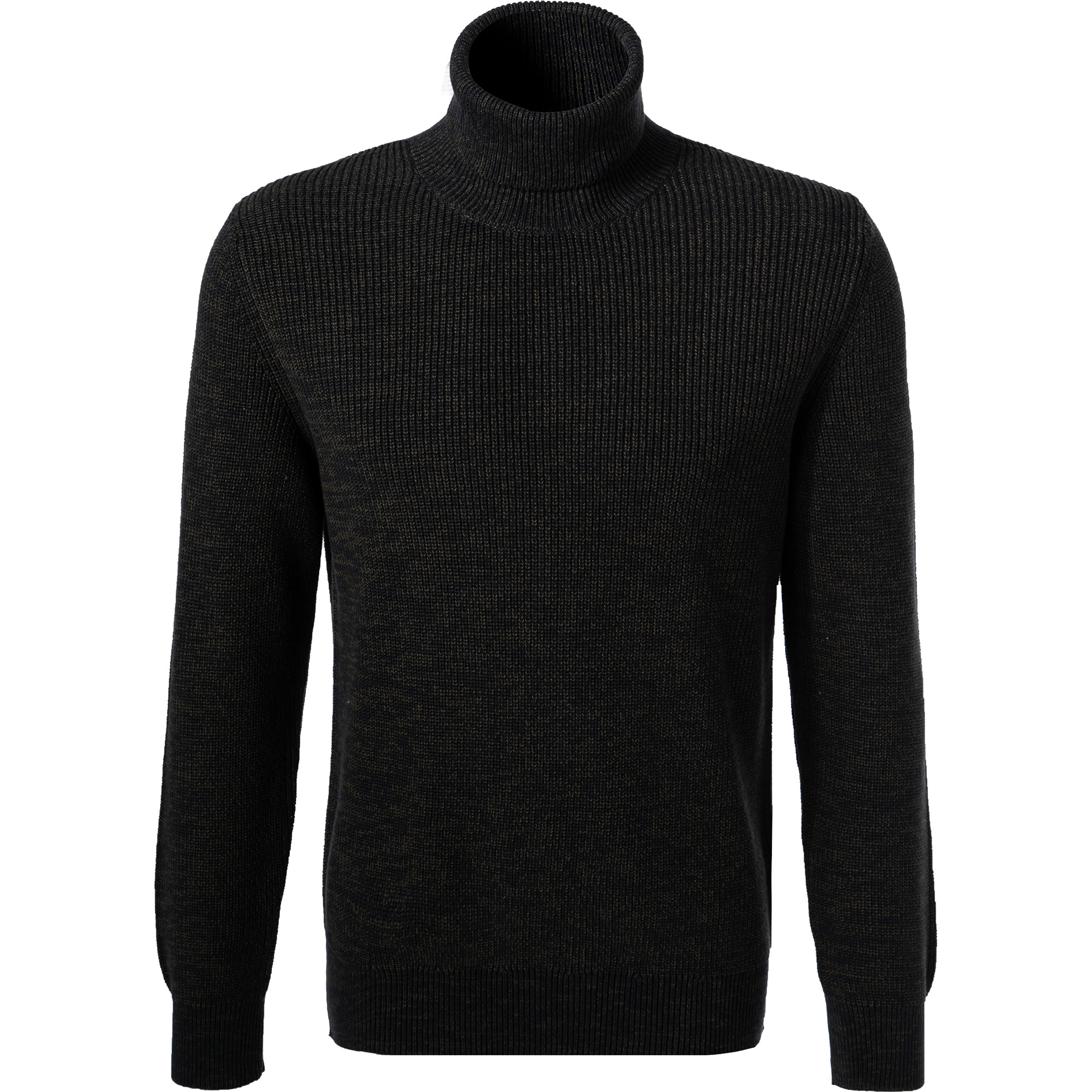 Marc O'Polo Herren Rollkragenpullover blau Baumwolle meliert