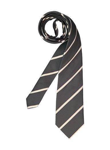 Krawatte, Seide, dunkelbraun-beige gestreift