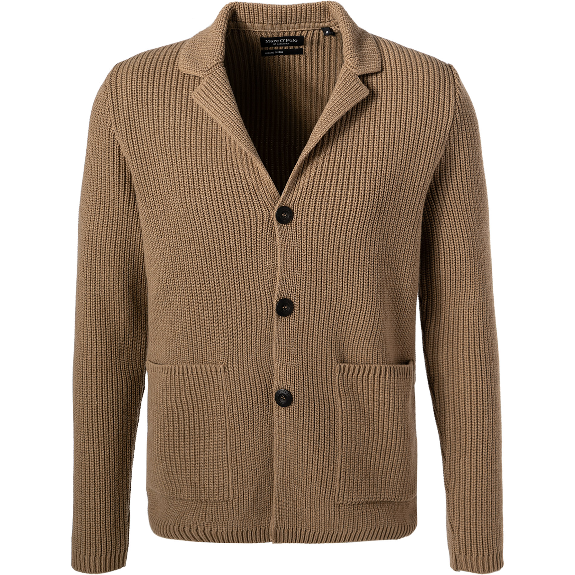 Marc O'Polo Herren Cardigan braun Wolle unifarben