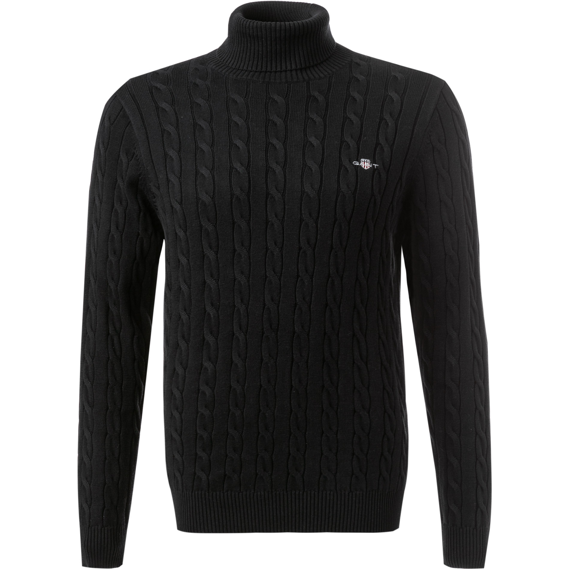 Gant Herren Rollkragenpullover schwarz unifarben