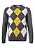 Pullover, Lammwolle, rau-gelb - grau-weiß-gelb