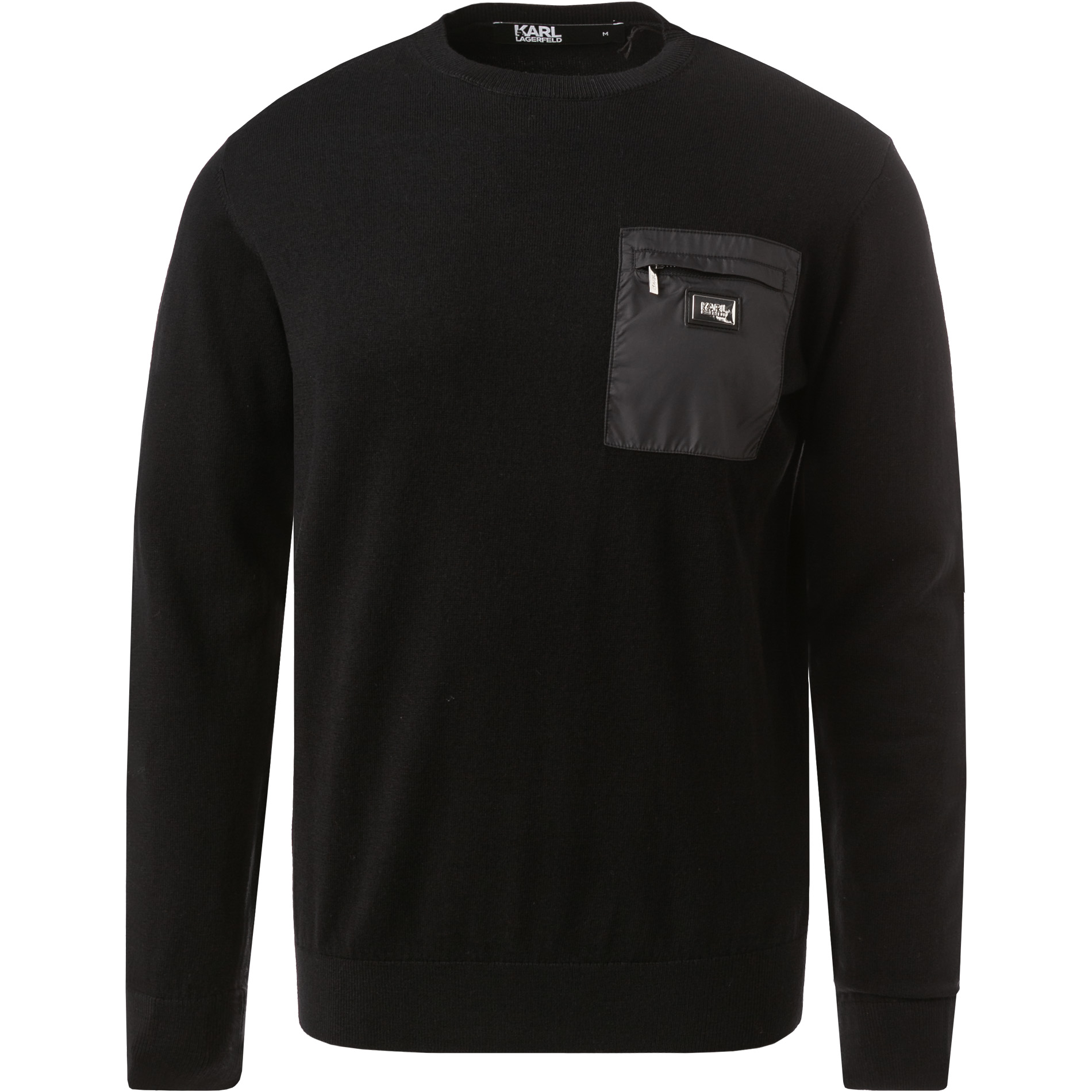 KARL LAGERFELD Herren Pullover schwarz Wolle unifarben