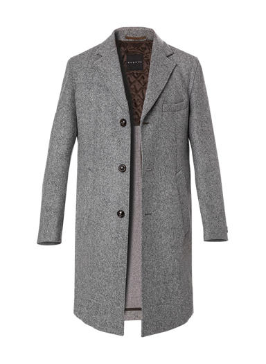 Mantel, Slim Fit, Wolle halbgefüttert, hellgrau meliert