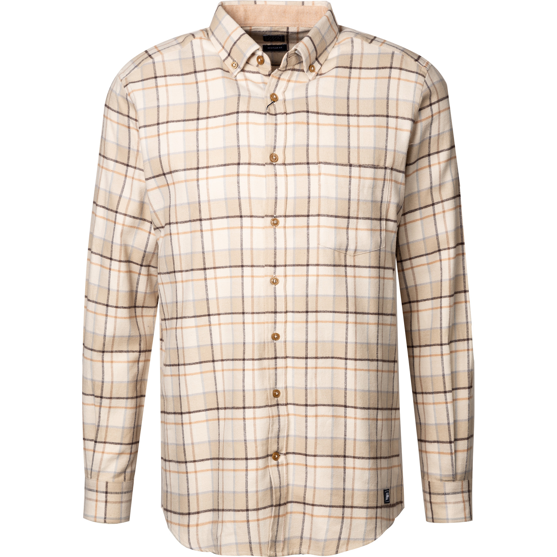 HECHTER PARIS Herren Hemd beige Flanell kariert