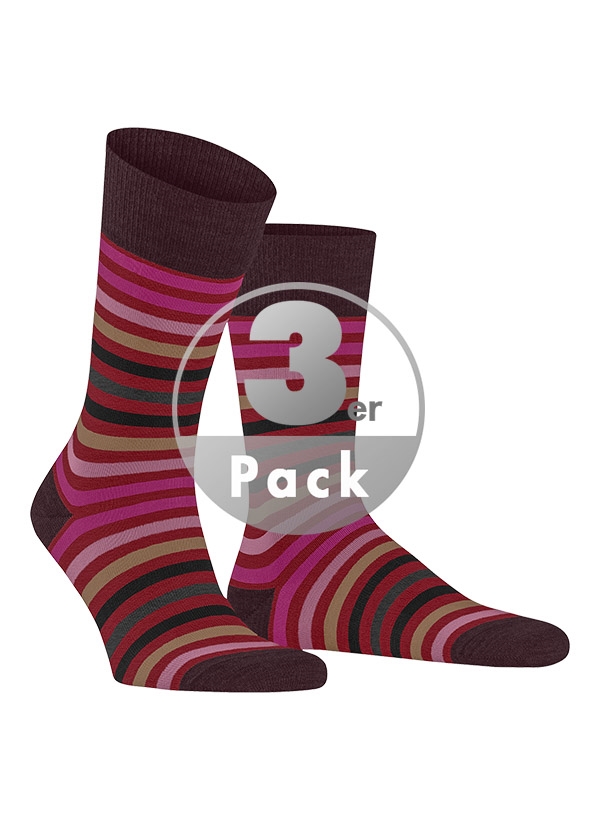 Serie Tinted Stripe Socken Merinowolle rot-pink gestreift