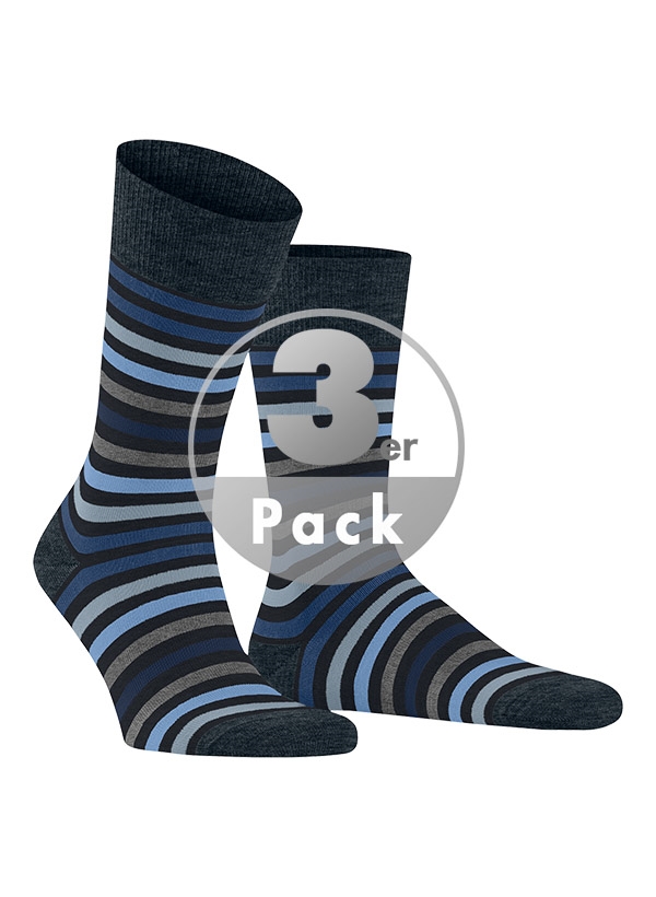 Serie Tinted Stripe Socken Merinowolle nachtblau gestreift