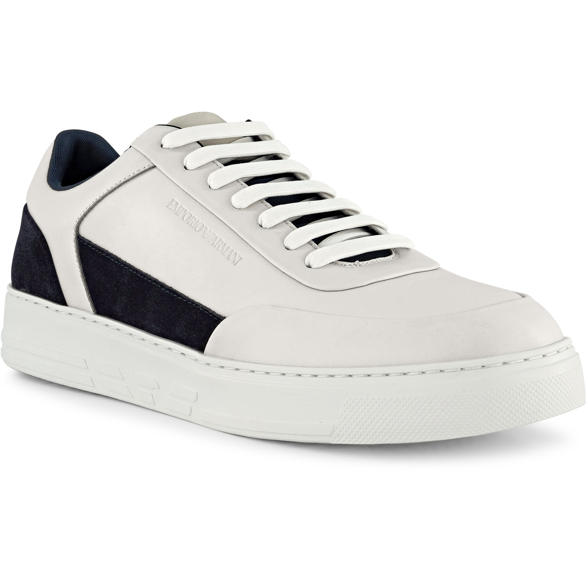 EMPORIO ARMANI Herren Sneaker weiß Glattleder