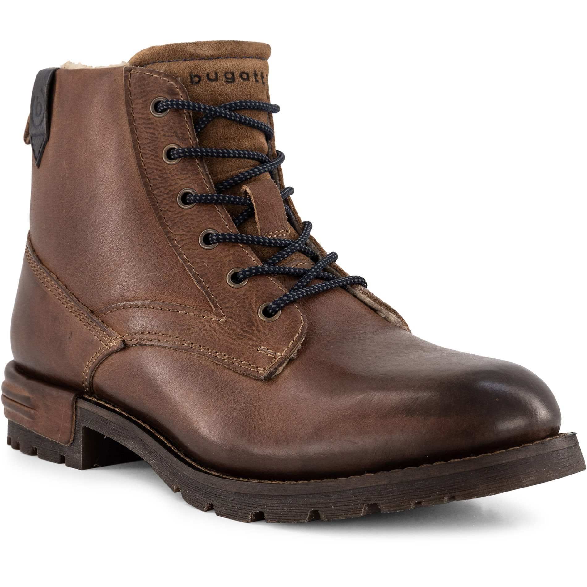 bugatti Herren Schnürboots braun Glattleder