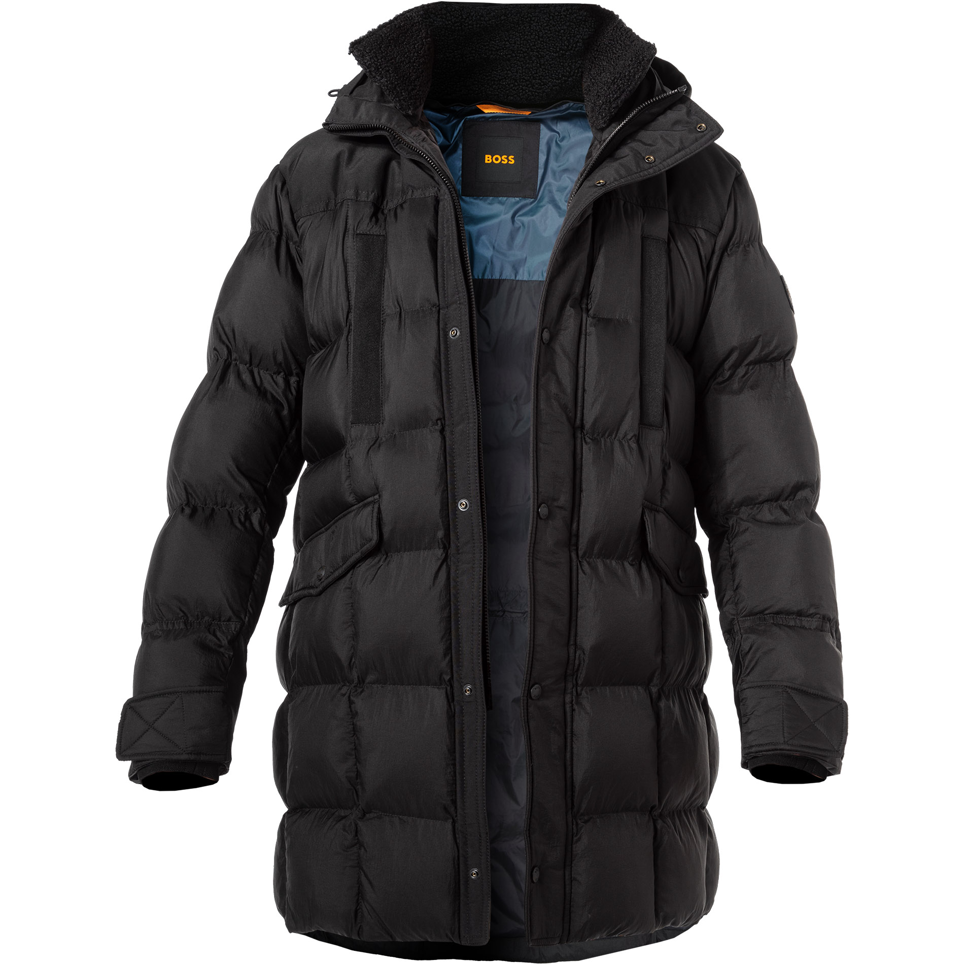 BOSS Orange Herren Parka schwarz unifarben