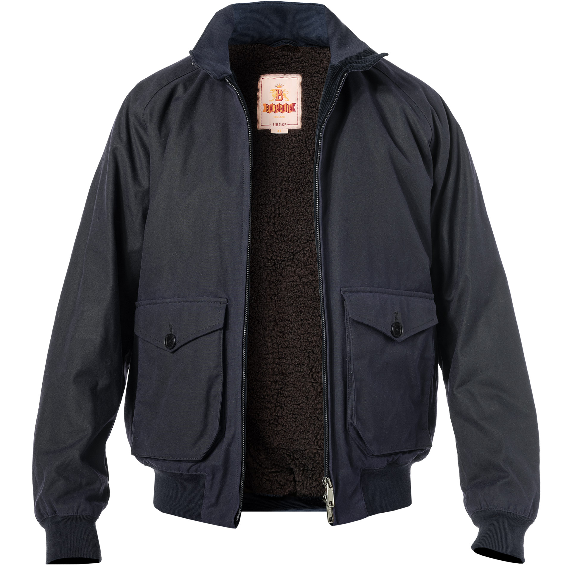 Baracuta Herren Jacke blau Baumwolle unifarben