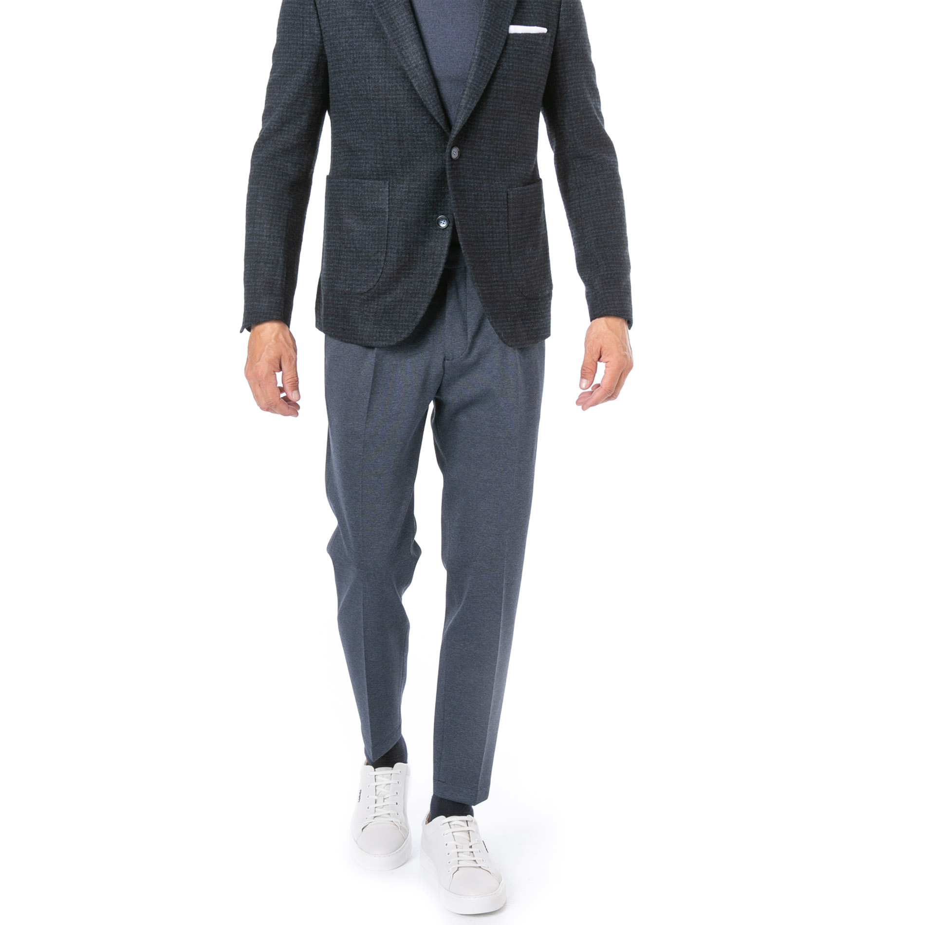 CINQUE Herren Bundfaltenhose blau meliert