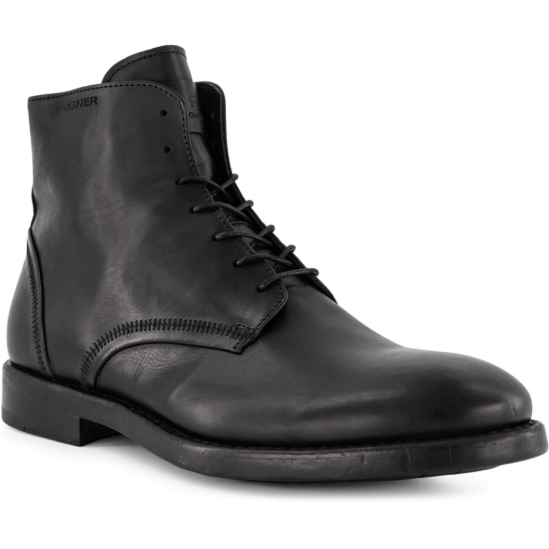 AIGNER Herren Stiefeletten schwarz Glattleder