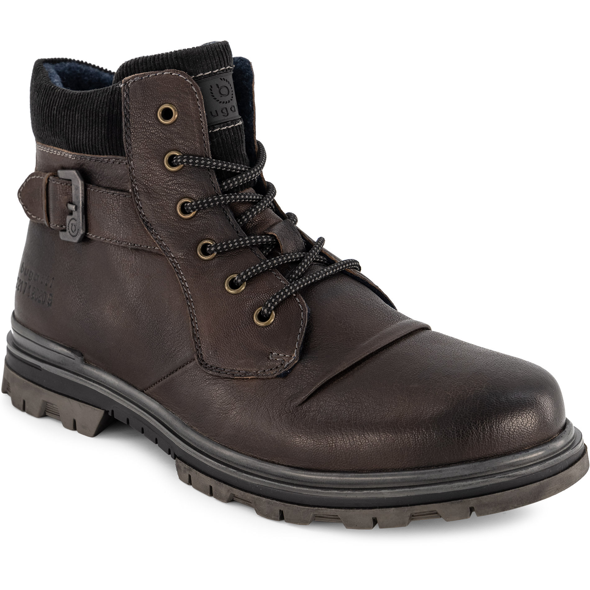 bugatti Herren Schnürboots braun Leder geprägt