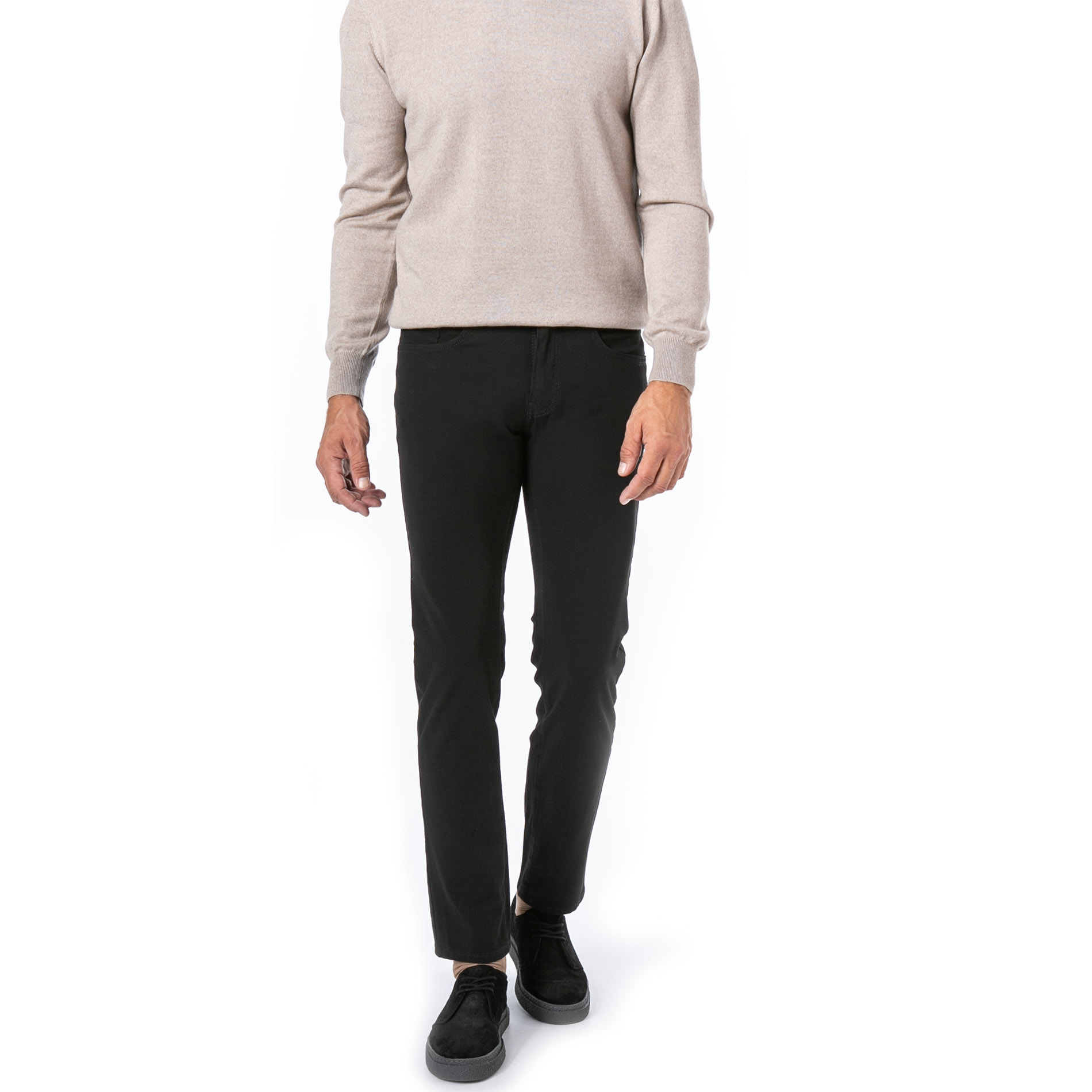 Pierre Cardin Herren Hose schwarz Mikrofaser meliert