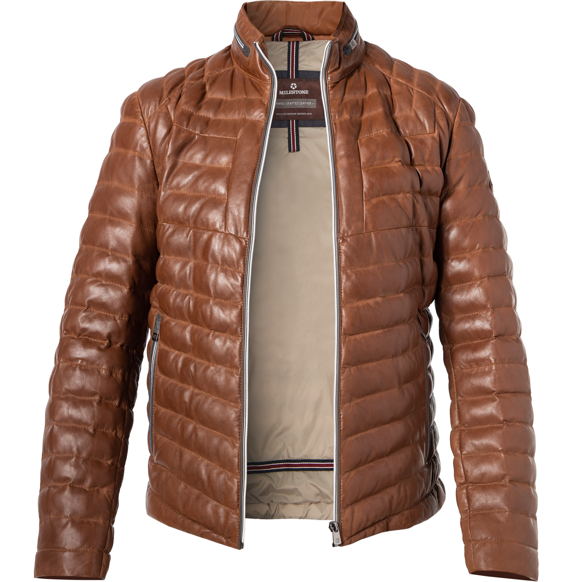 MILESTONE Herren Lederjacke braun unifarben