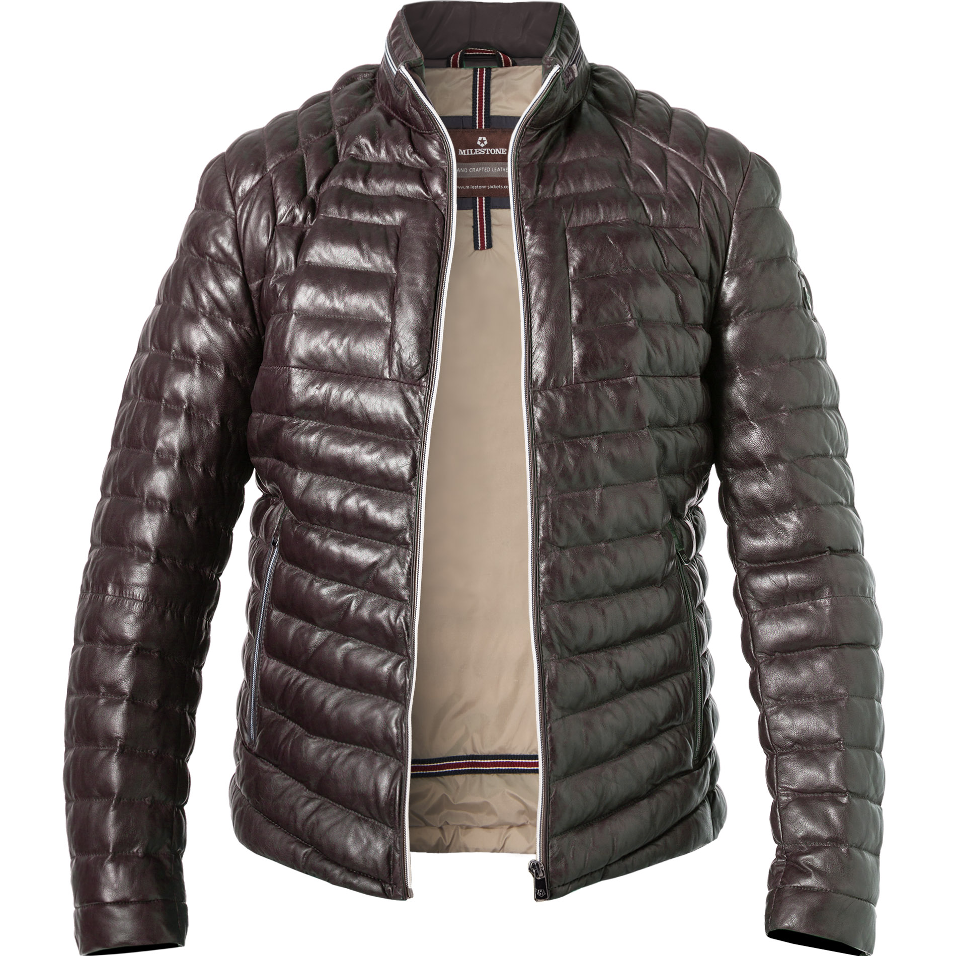 MILESTONE Herren Lederjacke braun unifarben