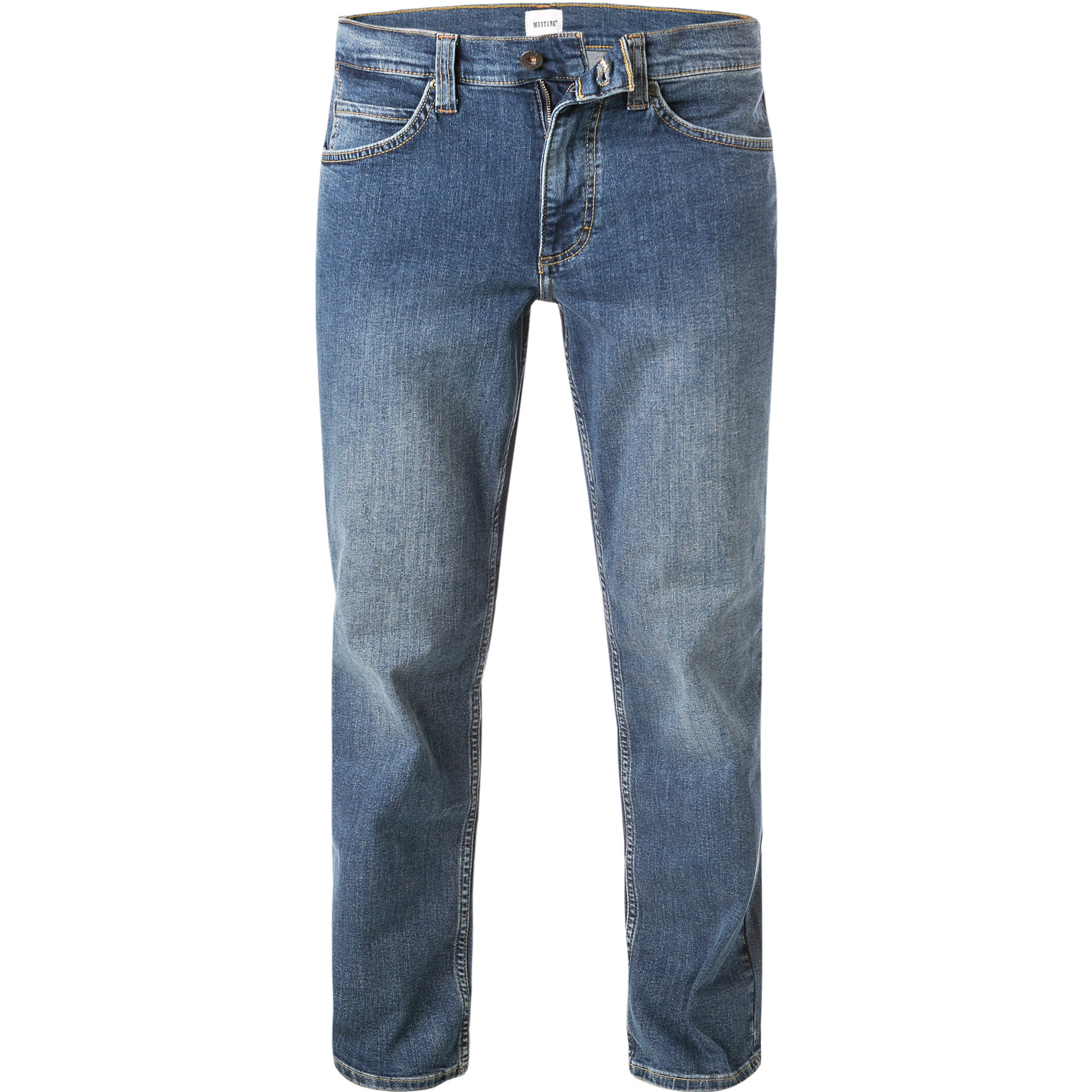 MUSTANG Herren Jeans blau Baumwoll-Stretch Straight Fit