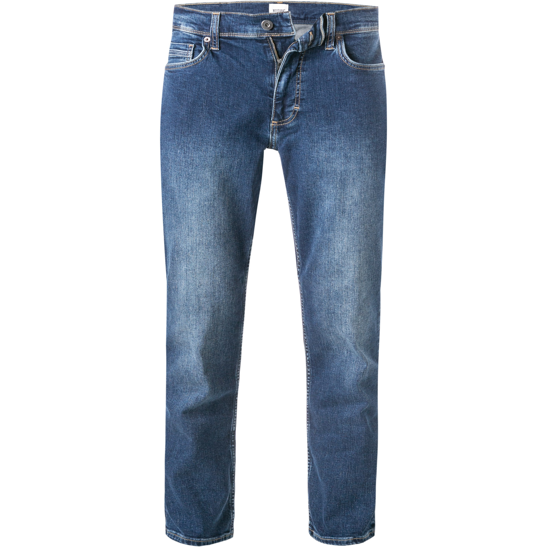 MUSTANG Herren Jeans blau Baumwoll-Stretch Straight Fit