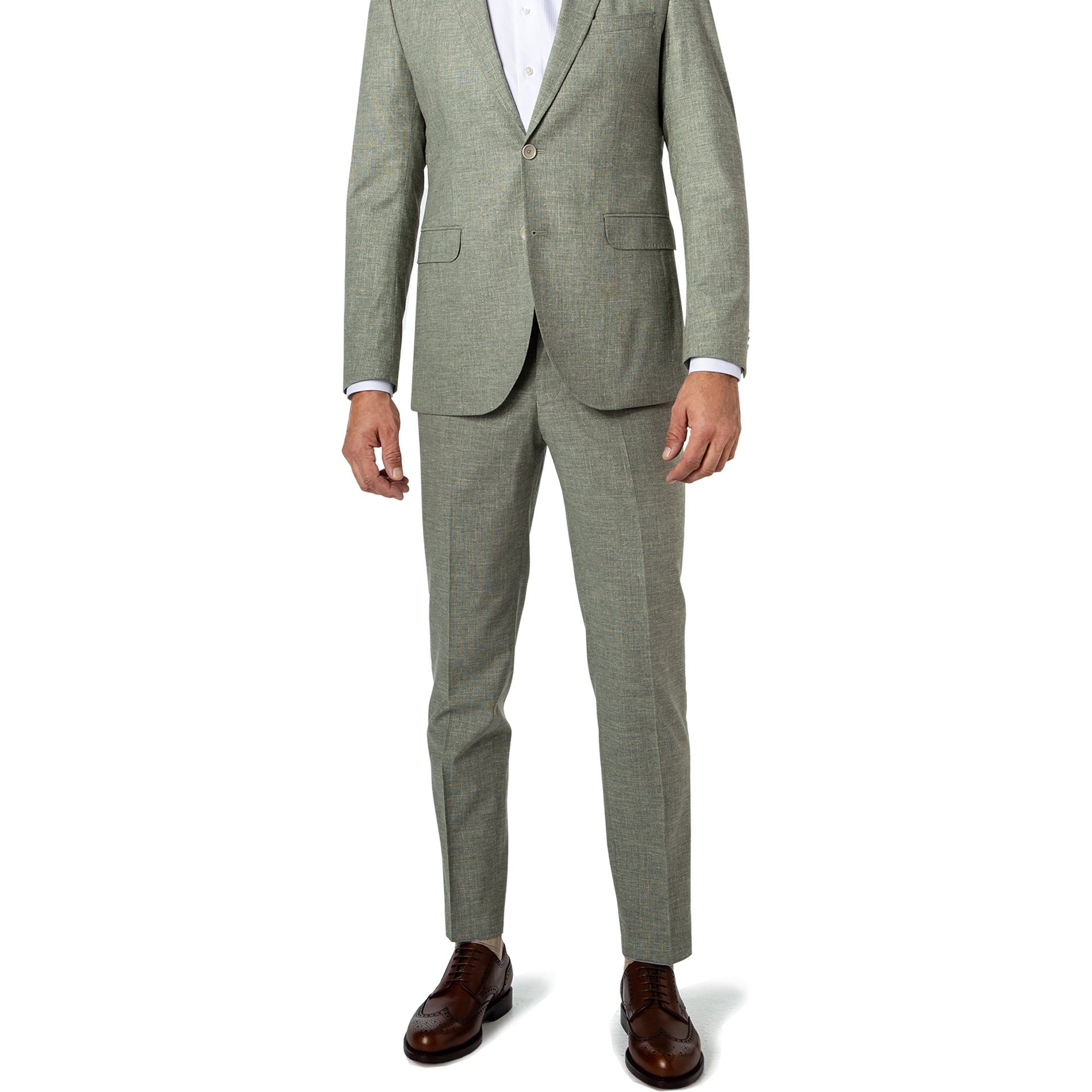 CG Herren Hose grün meliert Slim Fit
